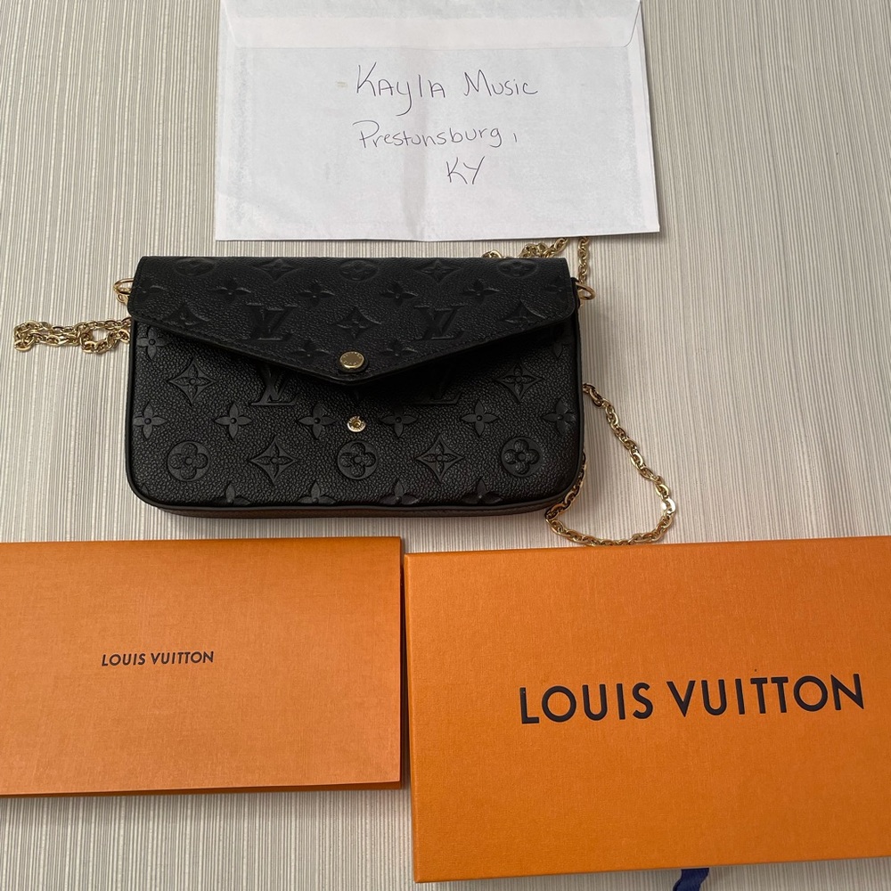 New Louis Vuitton black felice pochette.